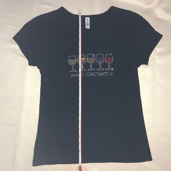 Wines Constantly Rhinestone Women's T-Shirt Top Sm - Picture 5 of 8